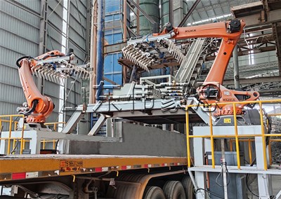 50KG水泥全自動裝車機 機器人自動裝車機案例